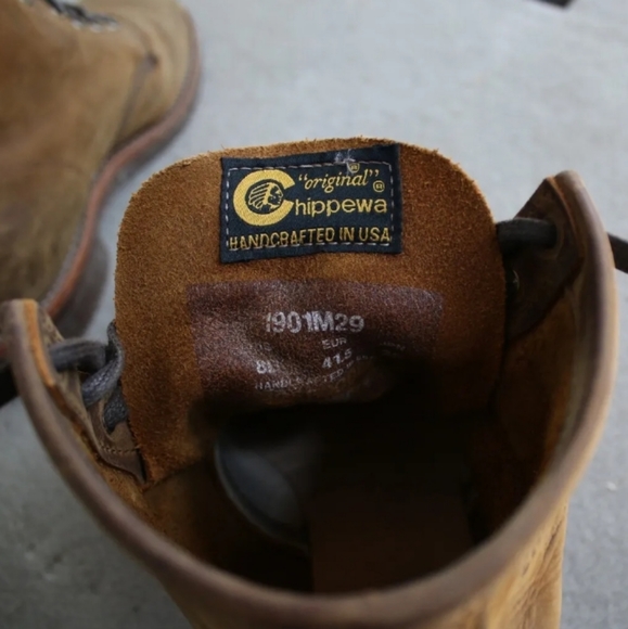 Chippewa Original Mens Boots Size 8 D Tan Brown Distressed Leather - 1901M25 - Picture 3 of 4
